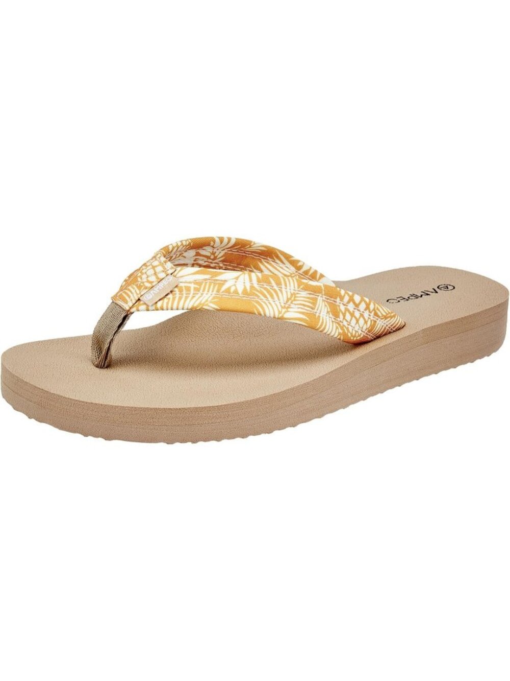 Women's Floral Pineapple Leaf Yellow Comfortable Flip Flops Summer Thong Sandals